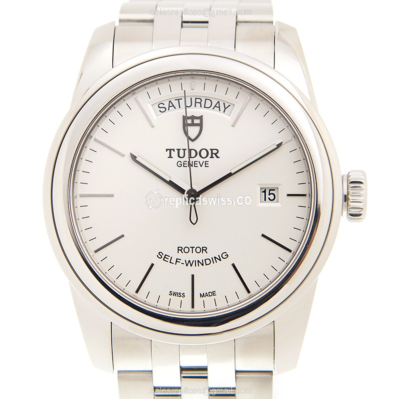 Tudor Glamour Date - Automatic - White Dial - Silver Steel - Clasp 40mm - Luxury Replica GLAMOUR DATE Watch