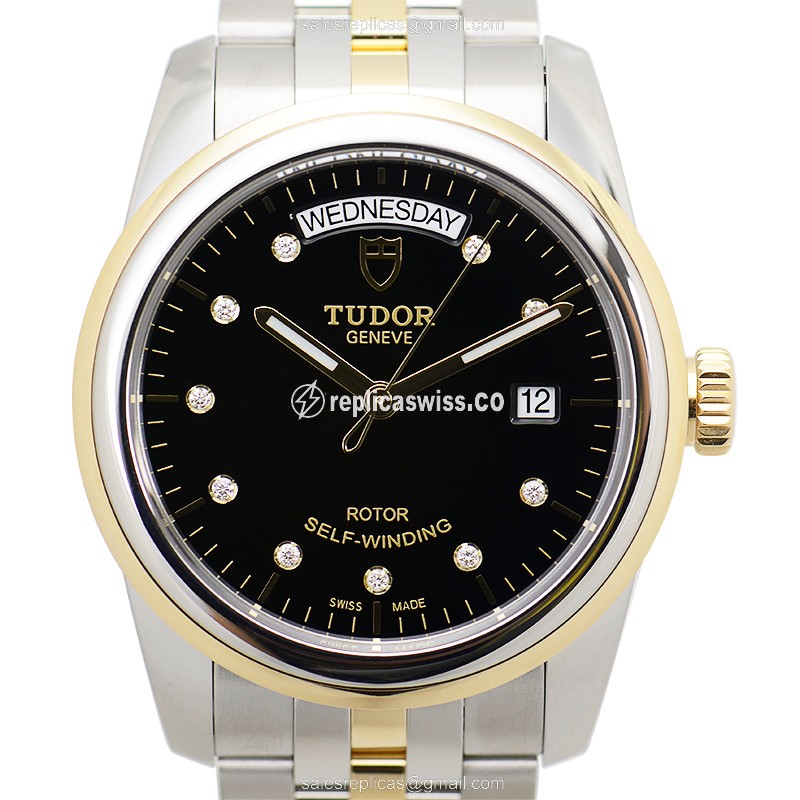 Tudor Glamour Date - Automatic - Black Dial - Steel Case - Silver Strap - Luxury Replica GLAMOUR DATE Watch