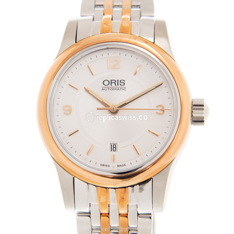 Oris Classic Date Replica - Automatic - Gold-Plated & Stainless Steel - White Dial - Gold Clasp - Luxury Replica CLASSIC DATE Watch