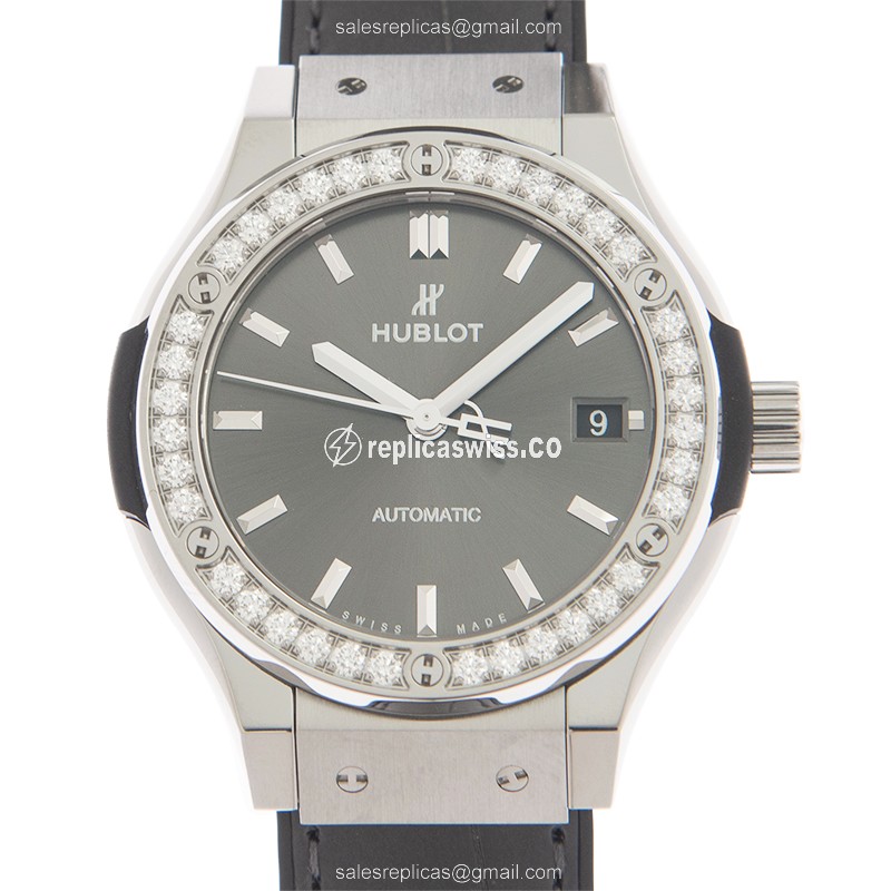 Hublot Classic Fusion Replica - Automatic - Titanium - Diamond - Dark Grey Dial