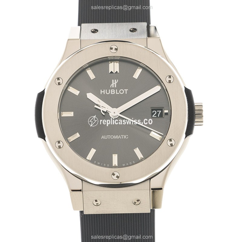 Hublot Classic Fusion Replica - Automatic - Titanium Case - Gray Dial - Grey Rubber Strap