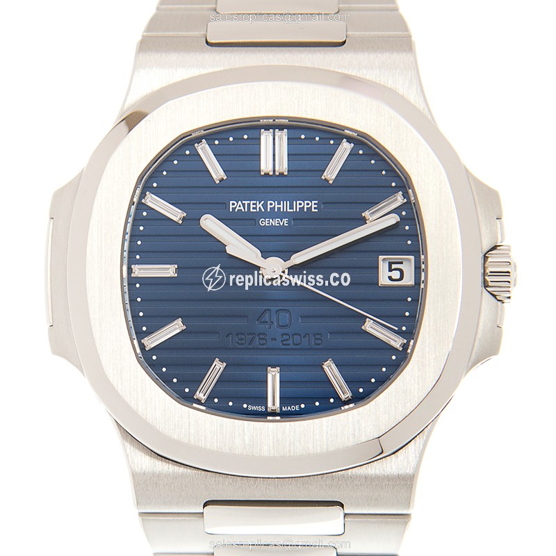 Patek Philippe 5711/1P-001 Replica - Automatic - Platinum - Blue Dial - Silver Strap