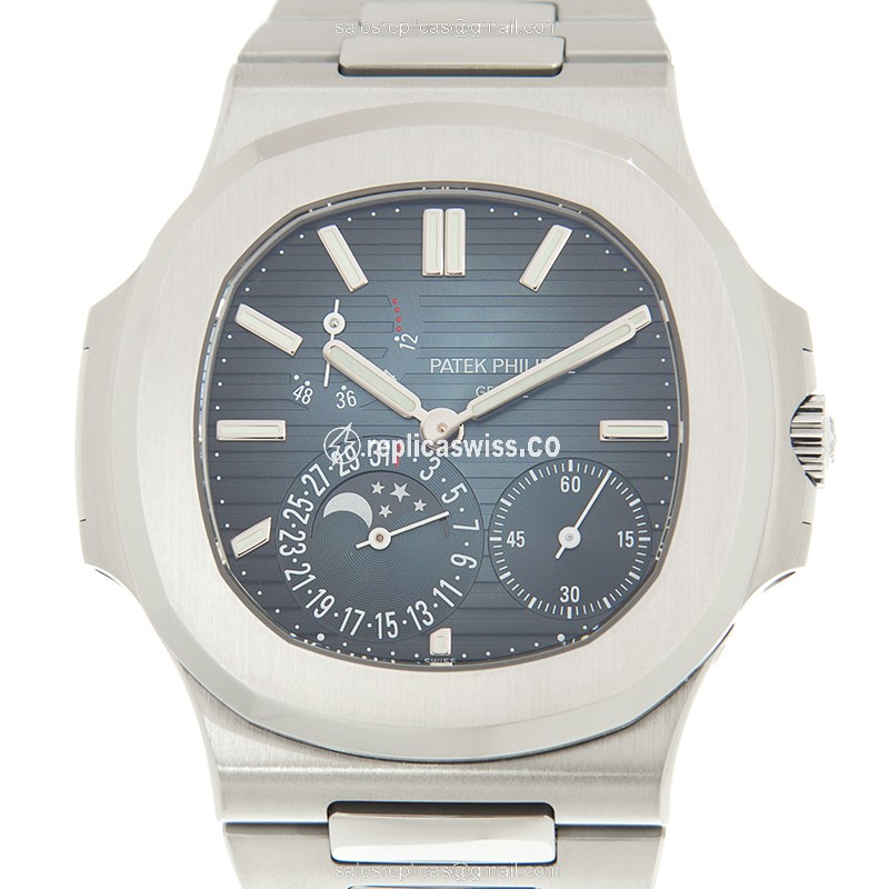 Patek Philippe 5712/1A-001 Replica - Automatic - Blue Dial - Steel Case - Silver Strap