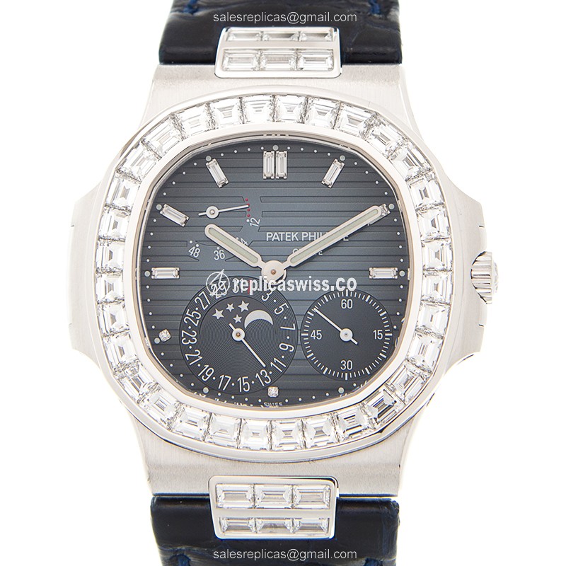 Patek Philippe 5724G-001 Replica - Automatic - 18kt White Gold - Blue Dial - Diamond Accents