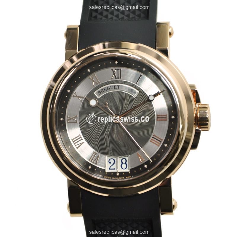 Breguet 5817BR/Z2/5V8 MARINE - Auto 18kt Rose Gold - Dark Grey Dial - Black Rubber Strap
