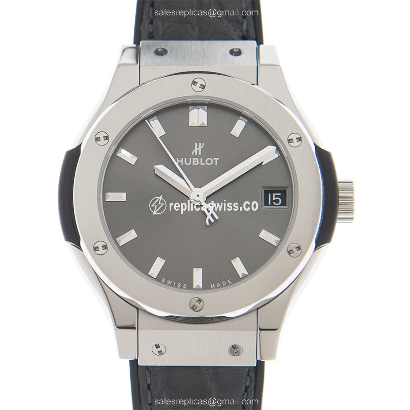 Hublot Classic Fusion Quartz - Titanium Case - Black Dial - Alligator Black Strap