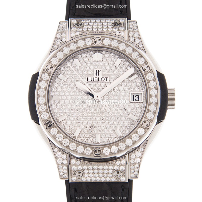 Hublot Classic Fusion Replica - Quartz - Silver Dial - Black