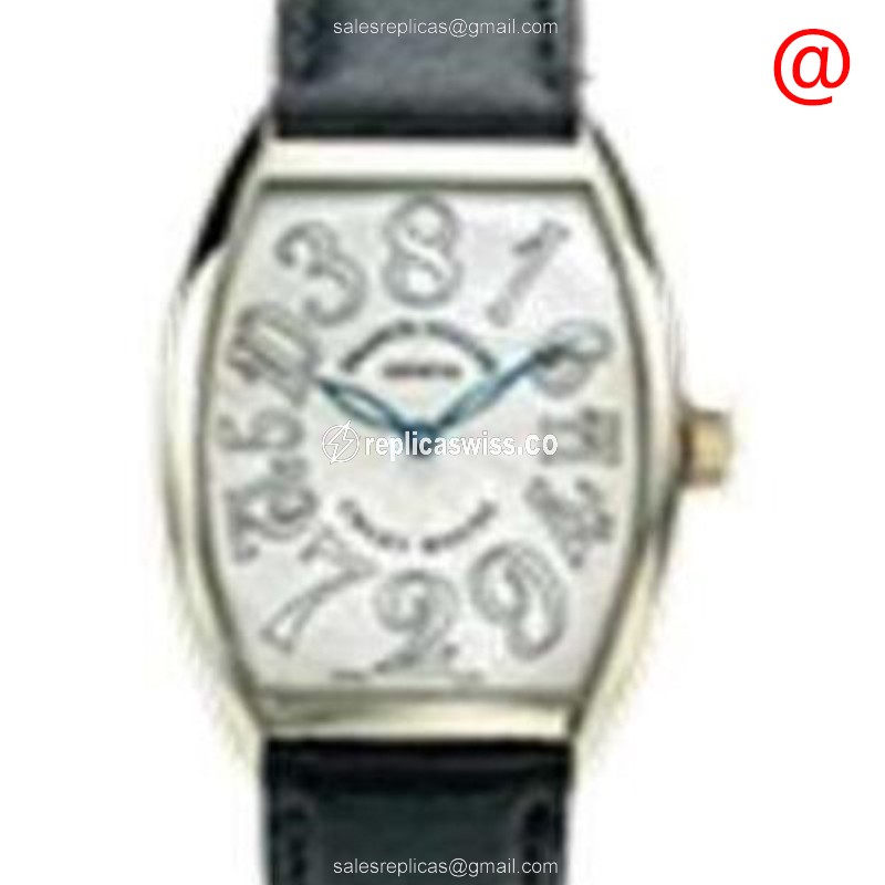Franck Muller 5850 CH BL RELAC Curvex - Automatic - Steel Case, Silver Dial, Black Leather Strap - Luxury Replica CINTREE CURVEX Watch