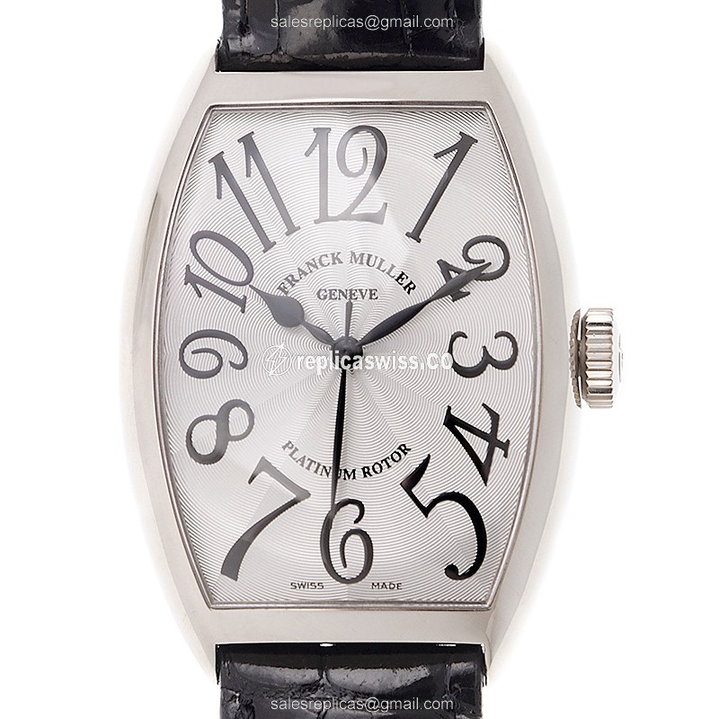 Franck Muller 5850 SC CINTREE Curvex Replica - Automatic - 18kt White Gold - White Dial, Black Alligator Strap