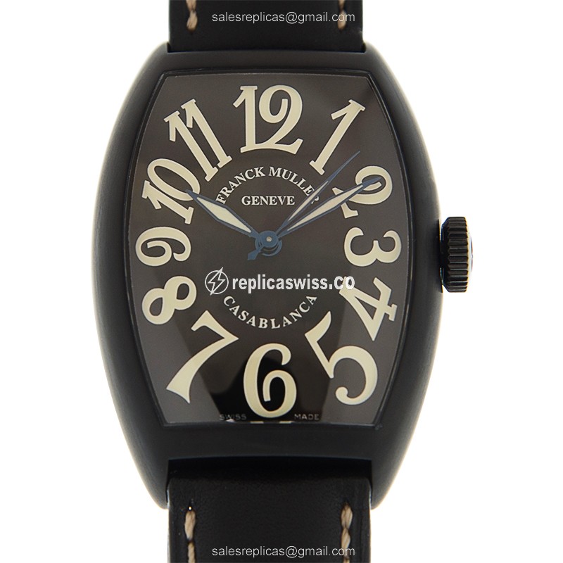 Franck Muller 5850 SC CASA NR AC CINTREE CURVEX - Automatic - Steel Case - Black Dial, Alligator Strap - Luxury Replica CINTREE CURVEX Watch