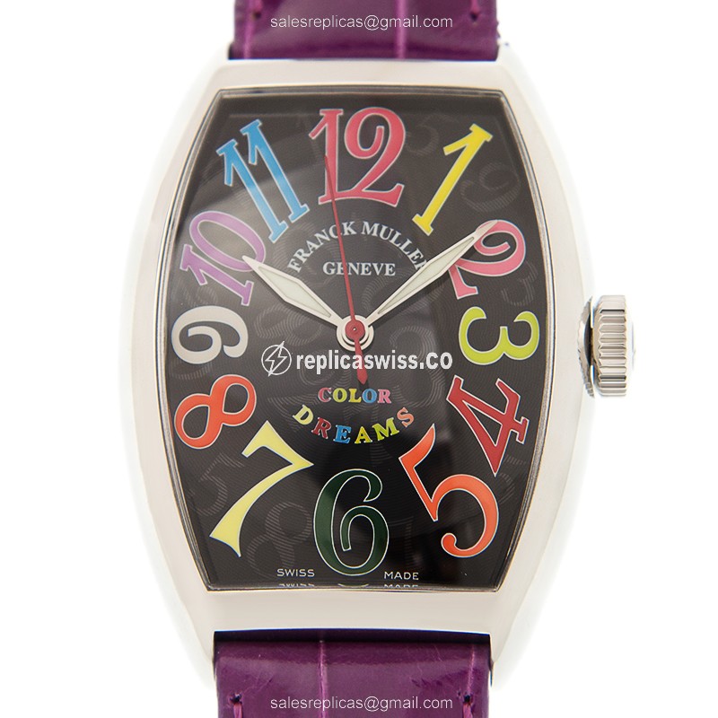 Franck Muller 5850 SC COL DRM AC - Automatic - Steel Case - Black Dial, Purple Alligator Strap