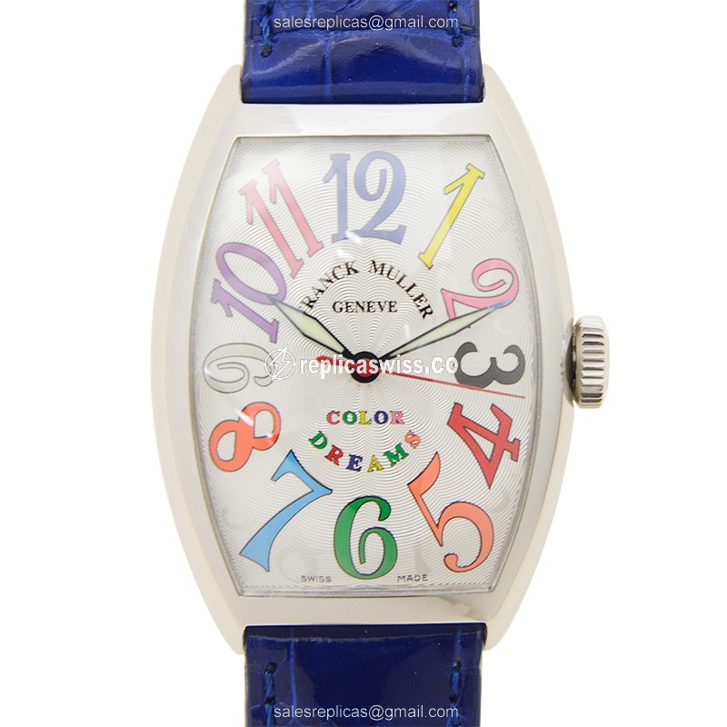 Franck Muller 5850 SC COL DRM AC CINTREE CURVEX Automatic Steel Silver Dial Blue Alligator Buckle