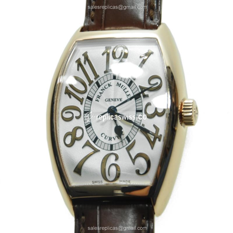 Franck Muller 5850 SC REL - Automatic - 18kt Rose Gold - Silver Dial - Brown Alligator Strap - Buckle Clasp