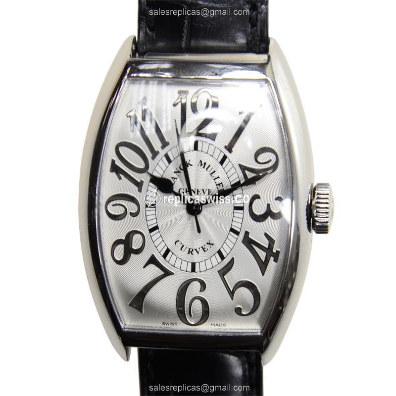 Franck Muller 5850 SC REL AC Curvex Replica - Automatic - Stainless Steel Case - Silver Dial, Black Alligator Strap