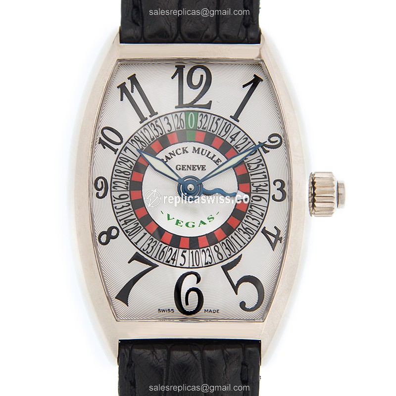 Franck Muller 5850 VEGAS CINTREE - Automatic - 18kt Gold - Silver Dial on Black Alligator