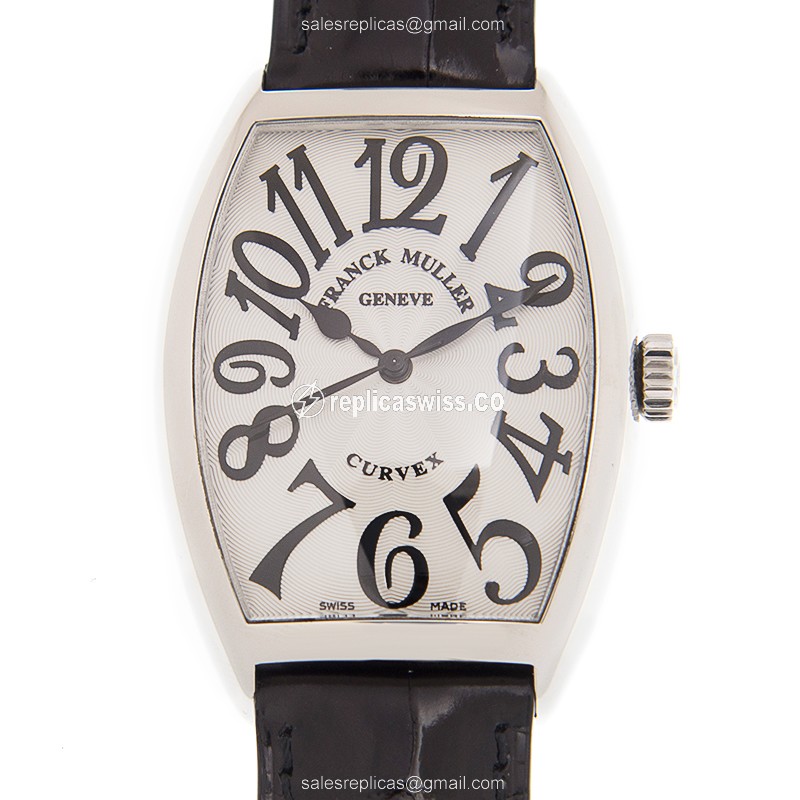 Franck Muller 5851 M SC AC CINTREE CURVEX - Auto - Steel Case - Silver Dial - Black Alligator Strap - Buckle Clasp