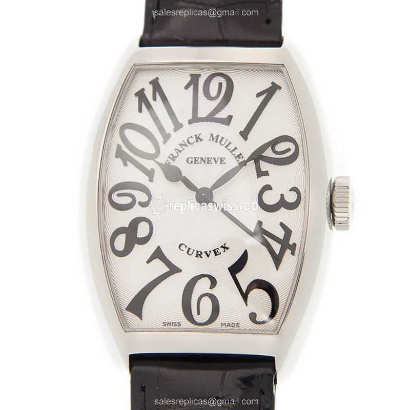 Franck Muller 5851 SC CINTREE Curvex - Auto - White Dial - Steel Case - Black Alligator Buckle - Luxury Replica CINTREE CURVEX Watch