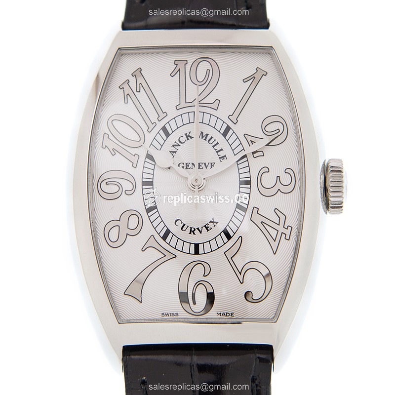 Franck Muller 5851 SC REL AC Curvex - Automatic - Stainless Steel Case - White Dial, Black Alligator Strap