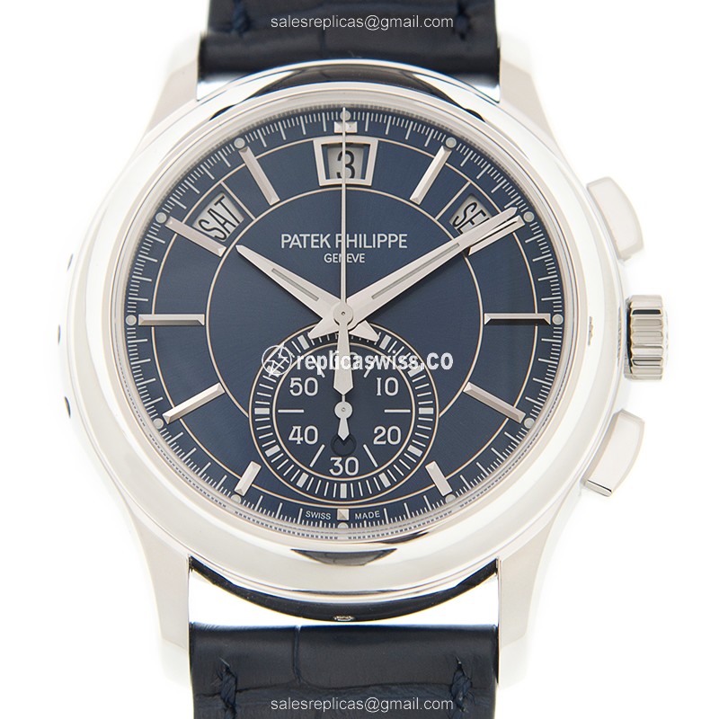 Patek Philippe 5905P-001 Complications - Auto - 950 Platinum - Blue Dial - Alligator Blue Buckle