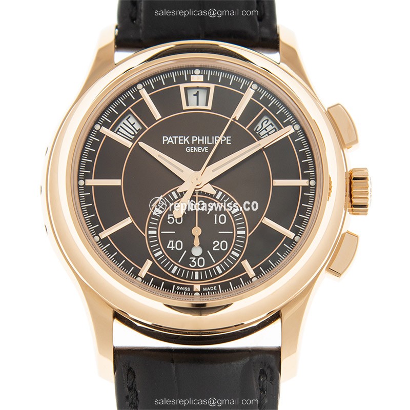 Patek Philippe 5905R-001 Complications - Auto - 18kt Rose Gold - Brown Dial - Black Alligator Buckle