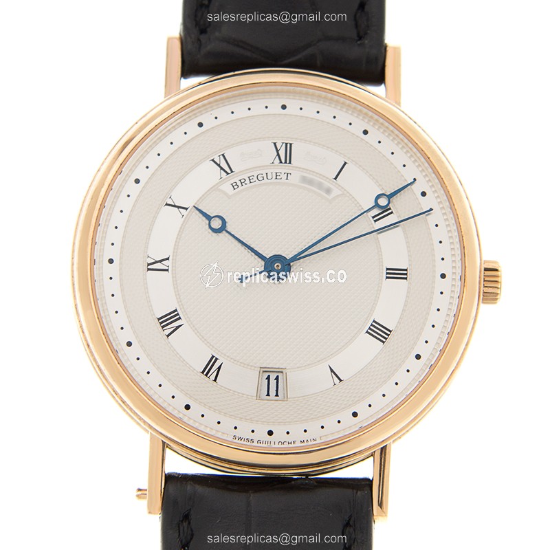 Breguet 5930BA/12/986 Classic - Auto - 18kt Yellow Gold - Silver Dial - Black Alligator Buckle