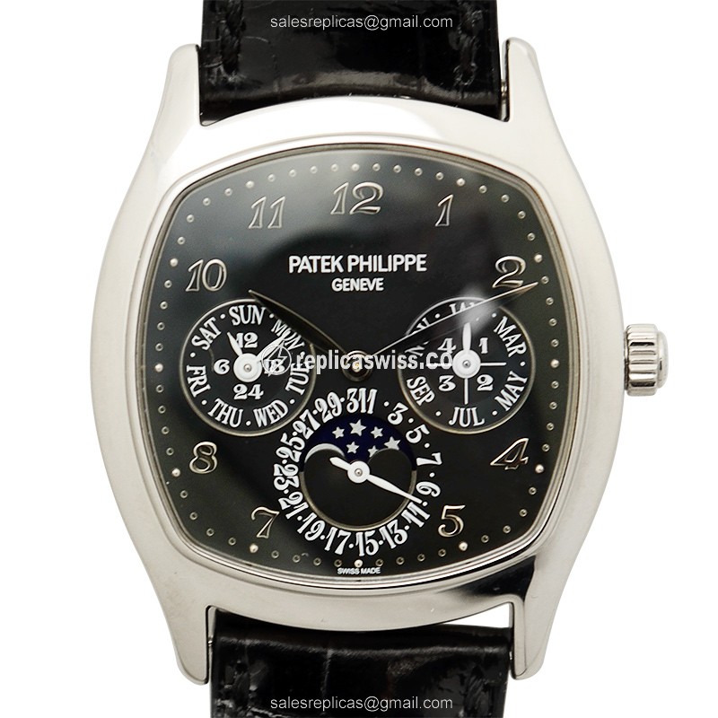 Patek Philippe 5940G-010 Complication Replica - Automatic - Gold - Blue Dial - Leather Strap - Luxury Replica COMPLICATIONS Watch