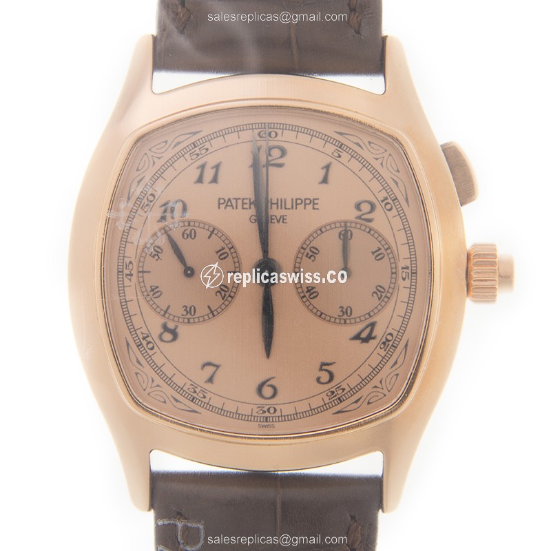 Patek Philippe 5950R-010 Complications Manual Wind 18kt Gold Pink Dial Brown Alligator Buckle