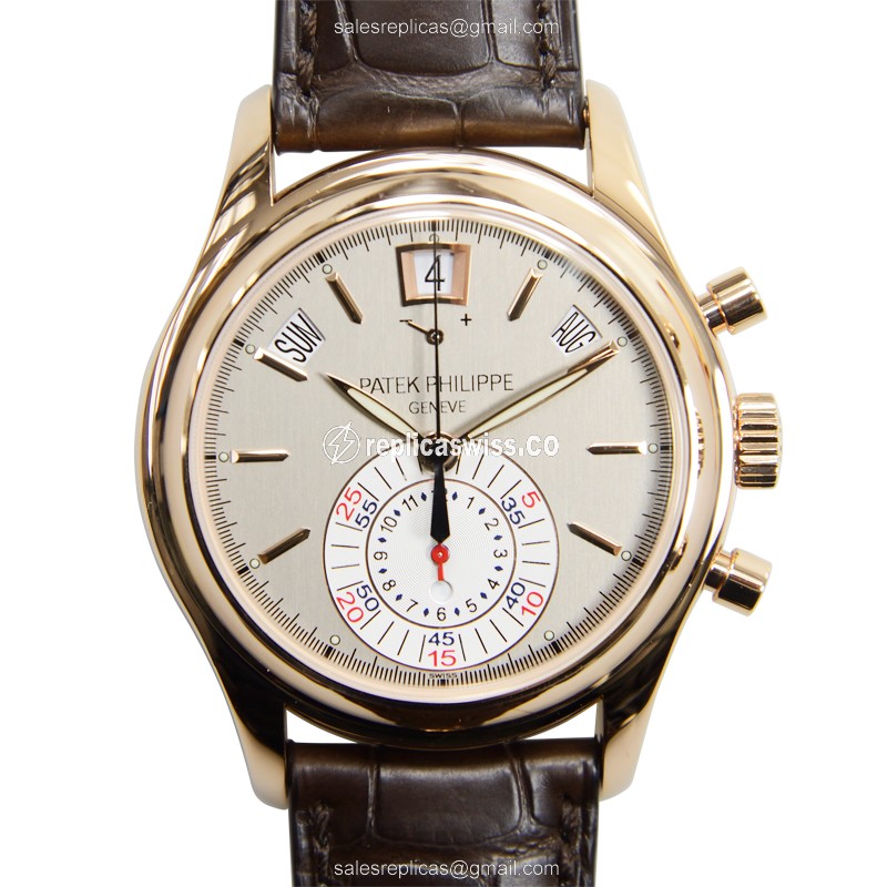 Patek Philippe 5960R-001 Complications - Manual Wind - 18kt Rose Gold - Gray Dial - Brown Alligator Strap
