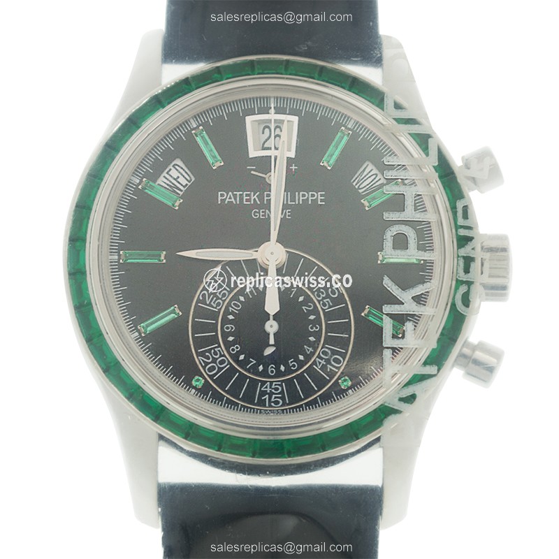 Patek Philippe 5961/13P-010 Replica - Automatic - Platinum - Black Dial - Alligator Black Clasp