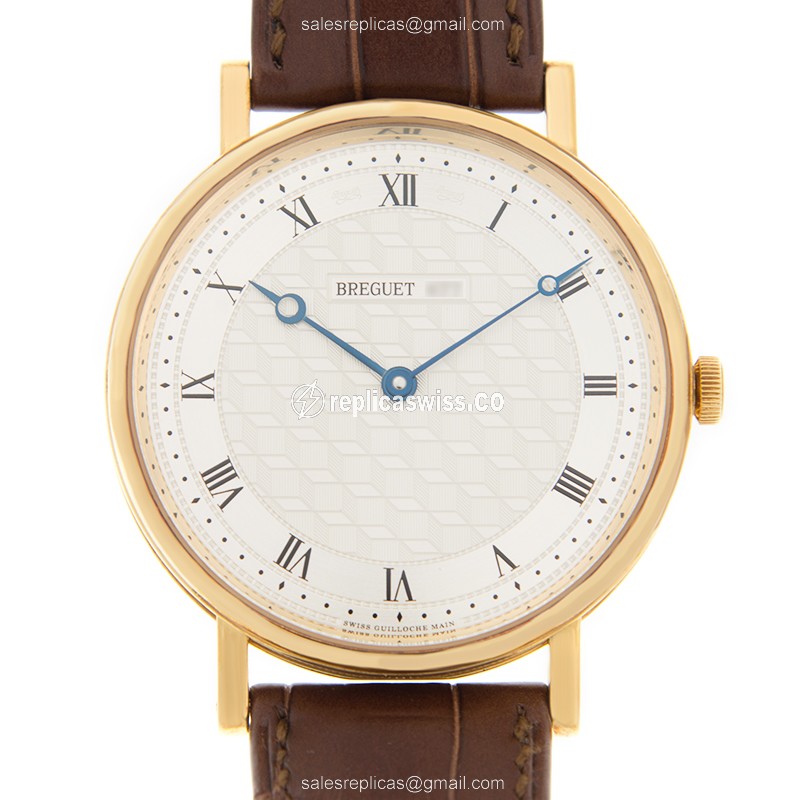 Breguet 5967BA/11/9W6 Classic - Manual - 18kt Yellow Gold - Silver Dial - Brown Alligator Buckle