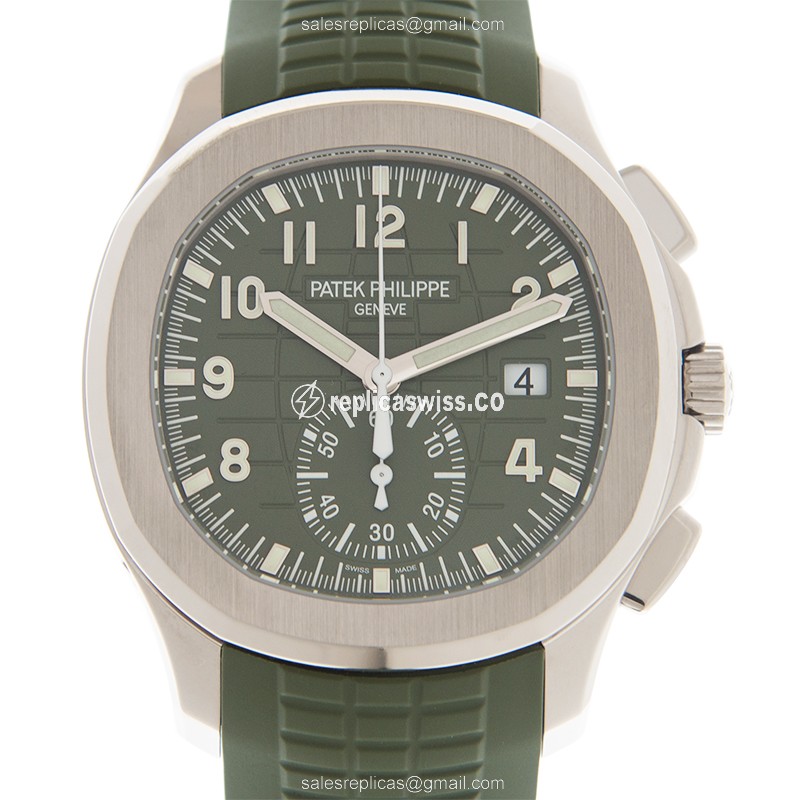 Patek Philippe AQUANAUT 5968G-010 Replica - Automatic 18kt Gold - Green Dial - Green Rubber Strap