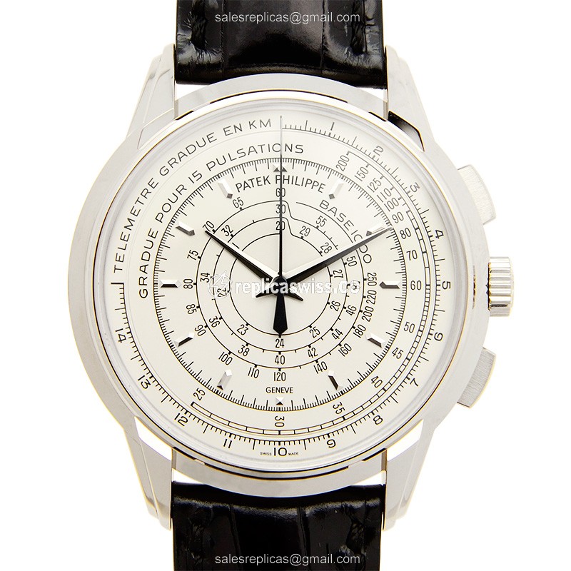 Patek Philippe 5975G-001 ANN - Automatic 18kt Gold - White Dial - Black Alligator - Luxury Replica ANNIVERSARY SERIES Watch