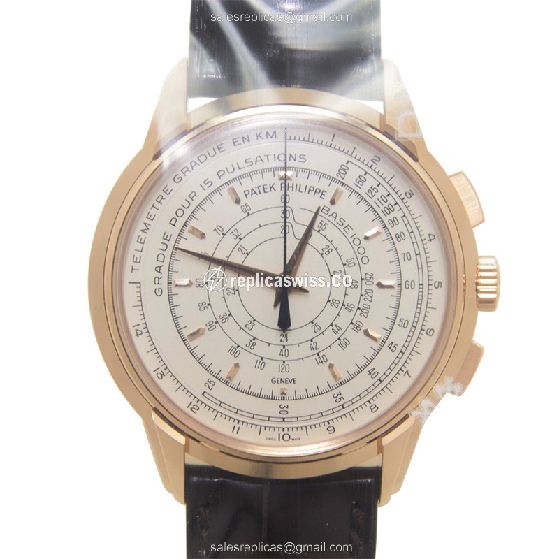 Patek 5975R Replica Watch - Automatic - Rose Gold - White - Luxury Replica ANNIVERSARY SERIES Watch