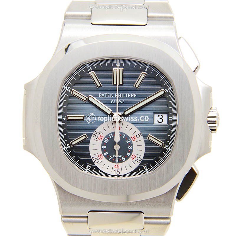Patek Philippe 5980/1A-001 Replica - Automatic - Steel Case - Blue Dial - Silver Steel Strap