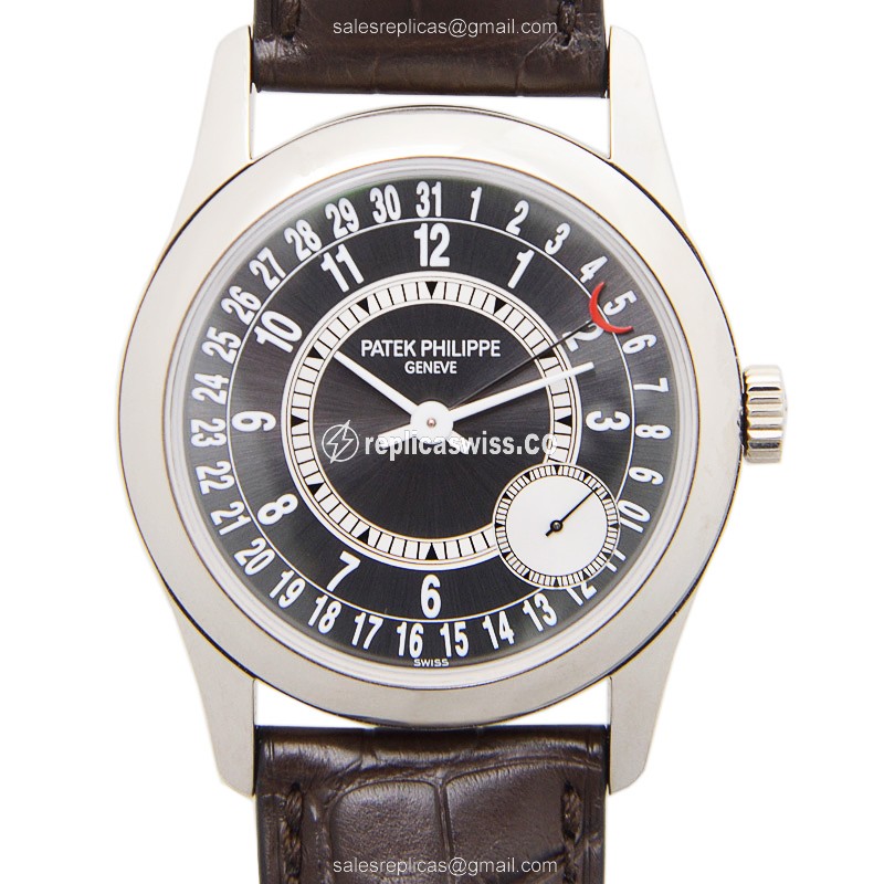 Patek Philippe 6000G-010 Replica - Automatic - 18kt Gold Case - Brown Dial - Alligator Brown Strap - Luxury Replica CALATRAVA Watch