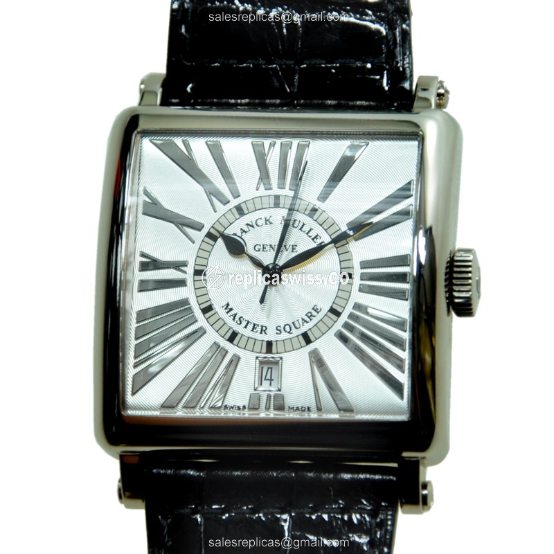 Franck Muller 6000 H SC DT Replica - Automatic - 18kt White Gold - Silver Dial, Leather Strap