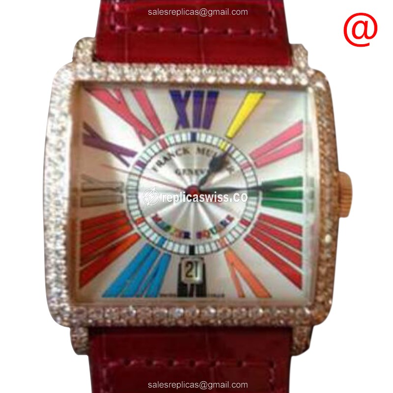 Franck Muller 6000 H SC DT D COL DR BL5N Replica - Automatic - Rose Gold Case - Diamonds - Silver Dial