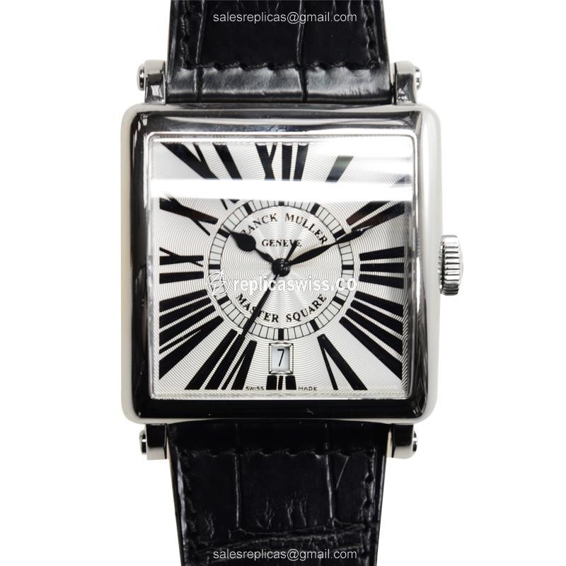 Franck Muller 6000 H SC DT R AC Master Square - Automatic - Steel Case - White Dial - Black Alligator Strap