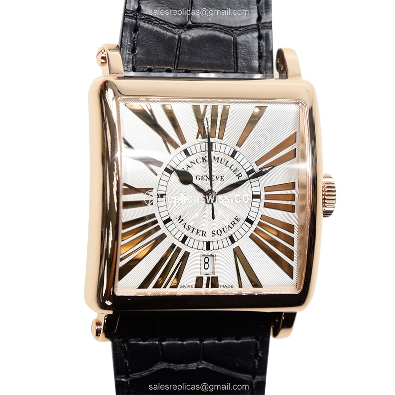 Franck Muller 6000 H SC DT REL R 5N Replica - Automatic - 18kt Rose Gold - Silver Dial, Black Alligator Strap