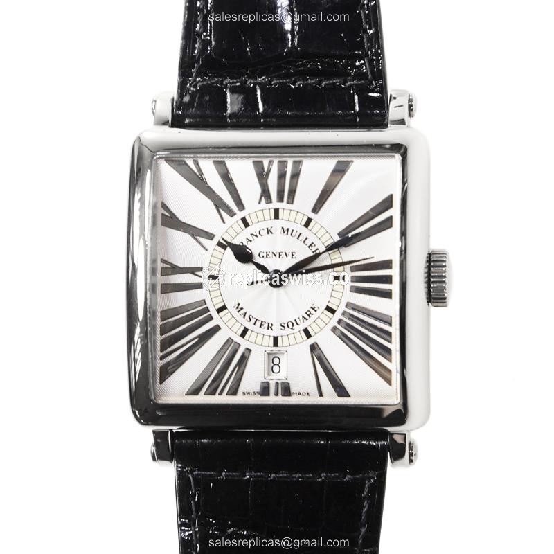 Franck Muller 6000 H SC DT REL R OG Master Square Replica | Automatic | 18kt Gold Case | Silver Dial | Black Alligator Strap