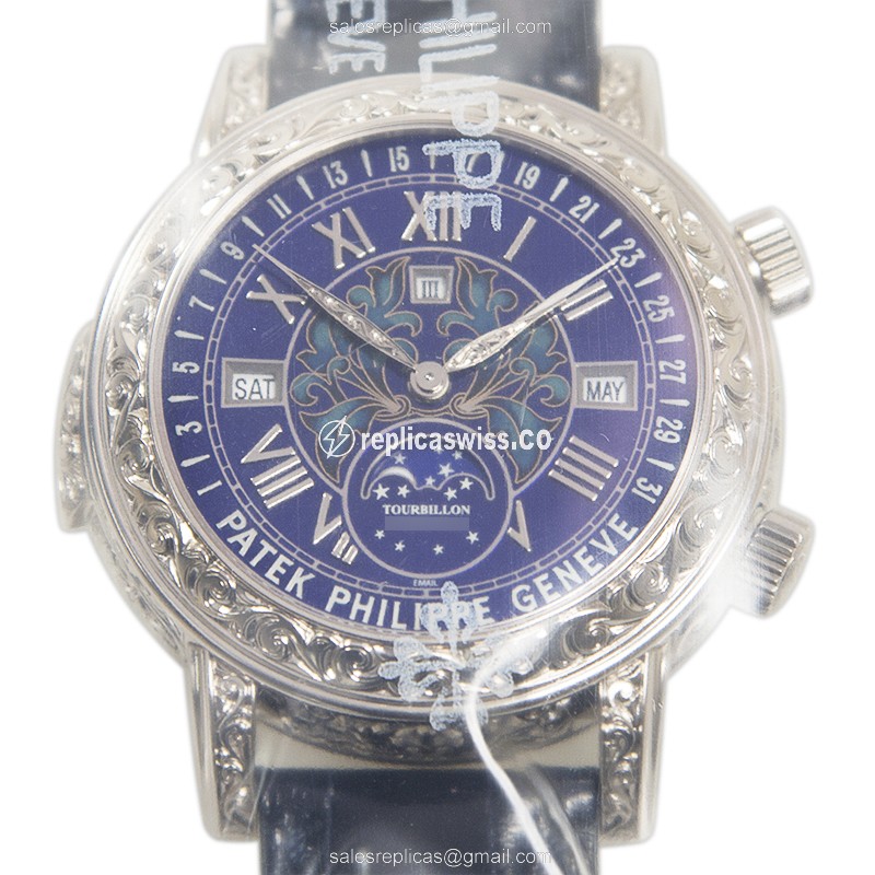 Patek Philippe 6002G-001 Grand Complications Manual Wind 18kt Gold Blue Dial Blue Alligator Clasp