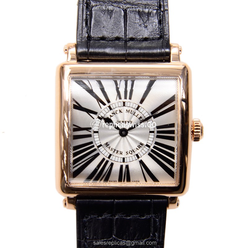 Franck Muller 6002 L QZ R 5N Replica - Quartz - 18kt Gold/Steel - Silver Dial - Leather Strap