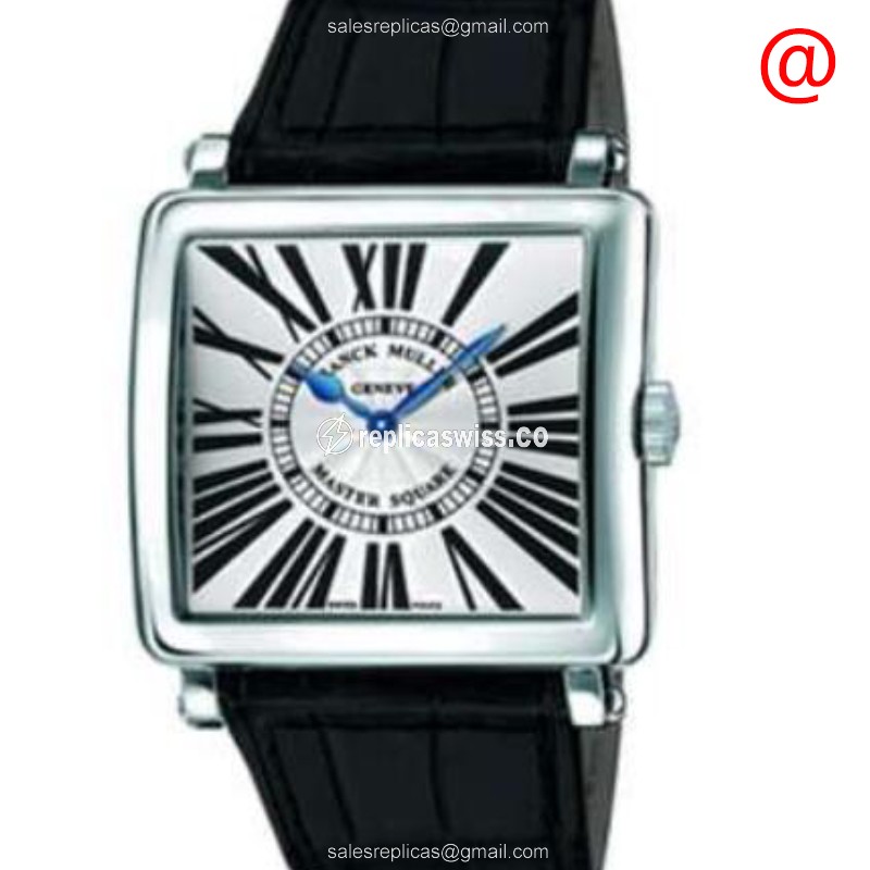 Franck Muller 6002 M QZ BL RAC Master Square - Quartz - Silver - Buckle - Leather Strap - Luxury Replica MASTER SQUARE Watch
