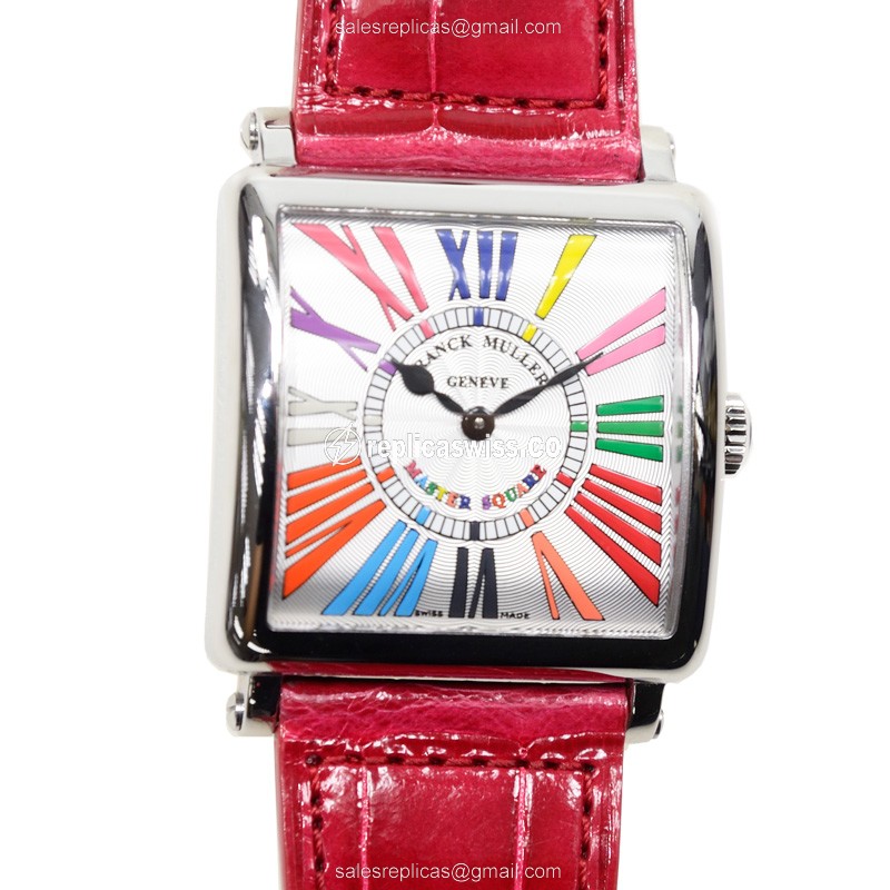 Franck Muller 6002 M QZ COL DRM R AC Master Square - Quartz - Steel - Silver - Red Alligator Buckle