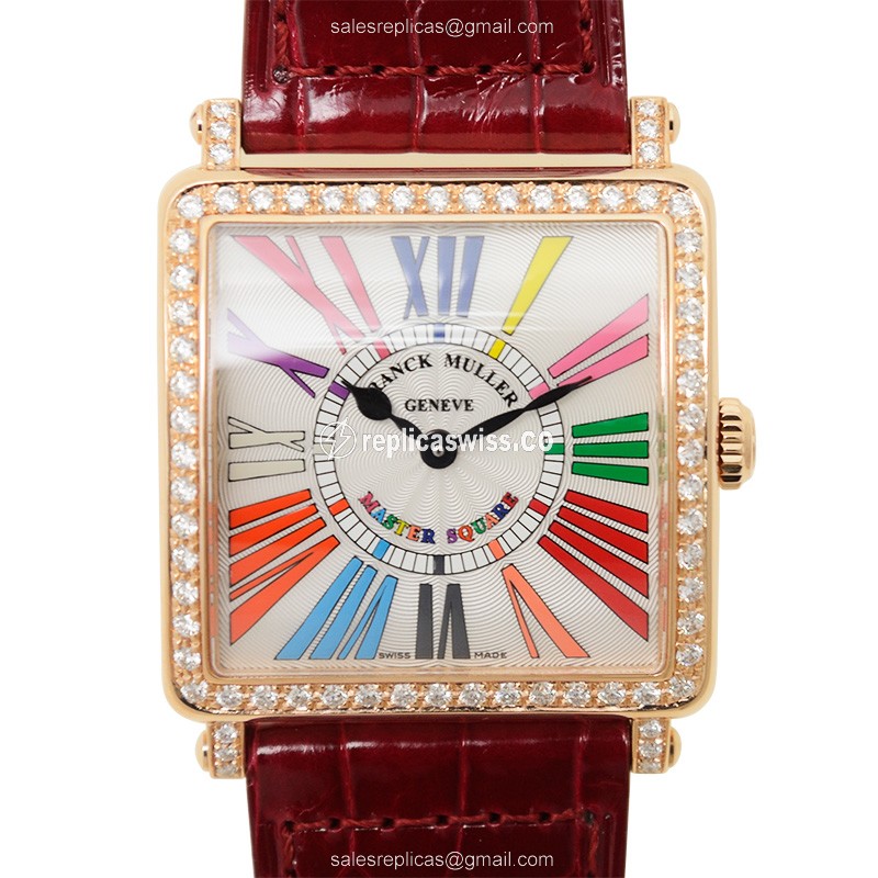 Franck Muller 6002 M QZ COL DRM R D 1R (5N) MASTER SQUARE Quartz 18kt Rose Gold & Diamonds