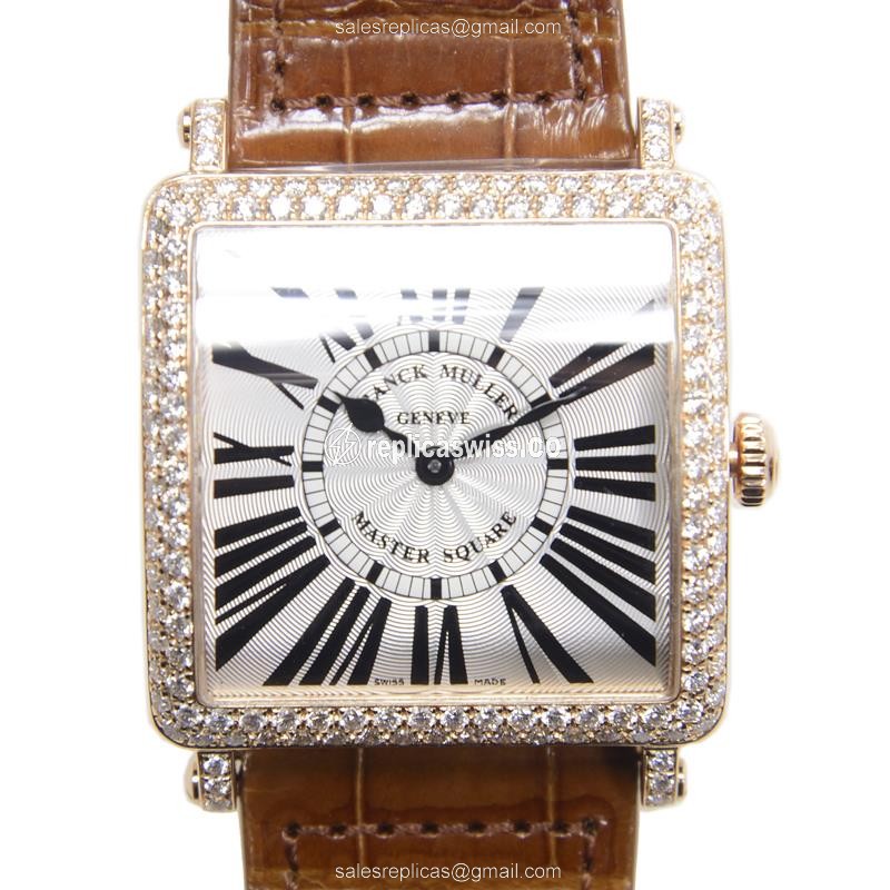 Franck Muller 6002 M QZ R D Replica - Quartz - 18kt Rose Gold Case - Diamond Bezel