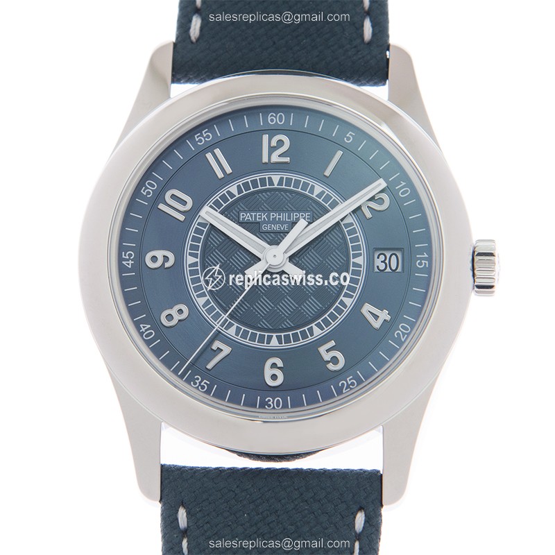 Patek Philippe Calatrava Automatic - Steel - Blue Dial - Blue Cowhide Strap - Luxury Replica CALATRAVA Watch