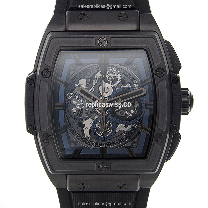 Hublot Spirit of Big Bang Replica - Automatic - Ceramic - Black Dial - Black Rubber Strap