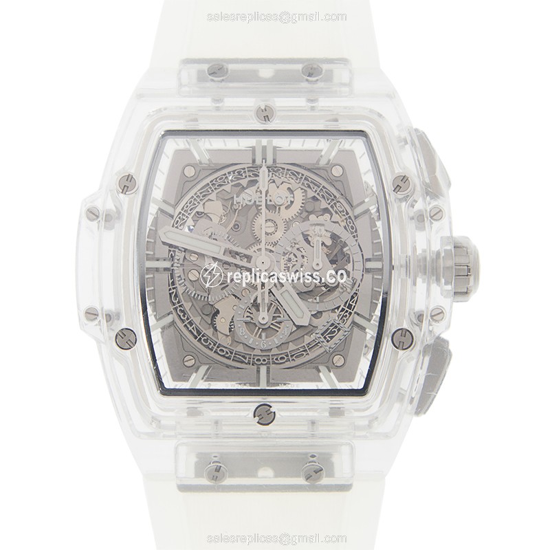 Hublot Spirit of Big Bang Replica - Automatic Sapphire Case - Silver Dial - Rubber Strap