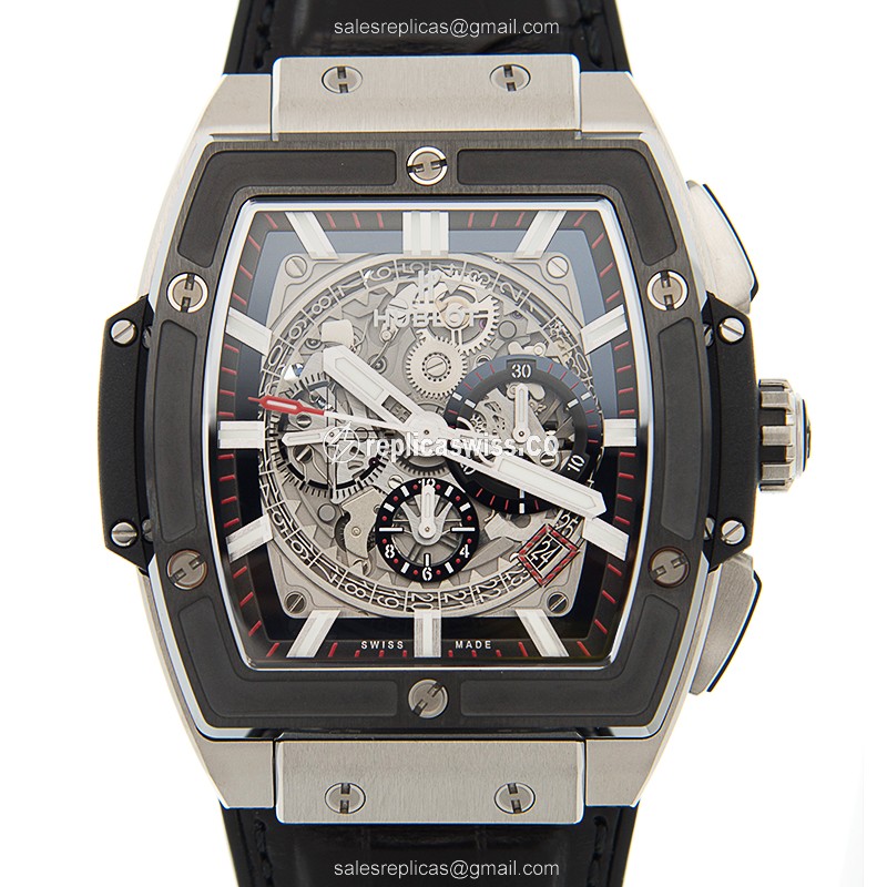 Hublot Spirit of Big Bang Replica - Automatic - Titanium Case - Gray Dial - Black Alligator Strap